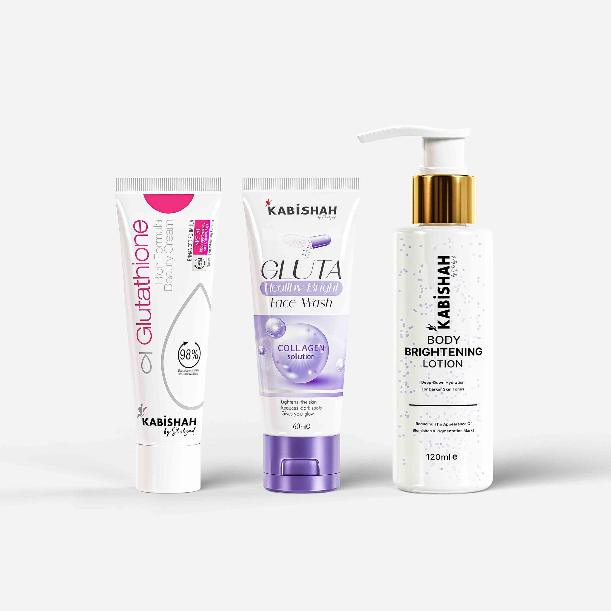 Glutathione Whitening Bundle Skin Brightening & Glow Care Kit Kabishah Glutathione Whitening Bundle Skin Brightening & Glow Care Kit Kabishah