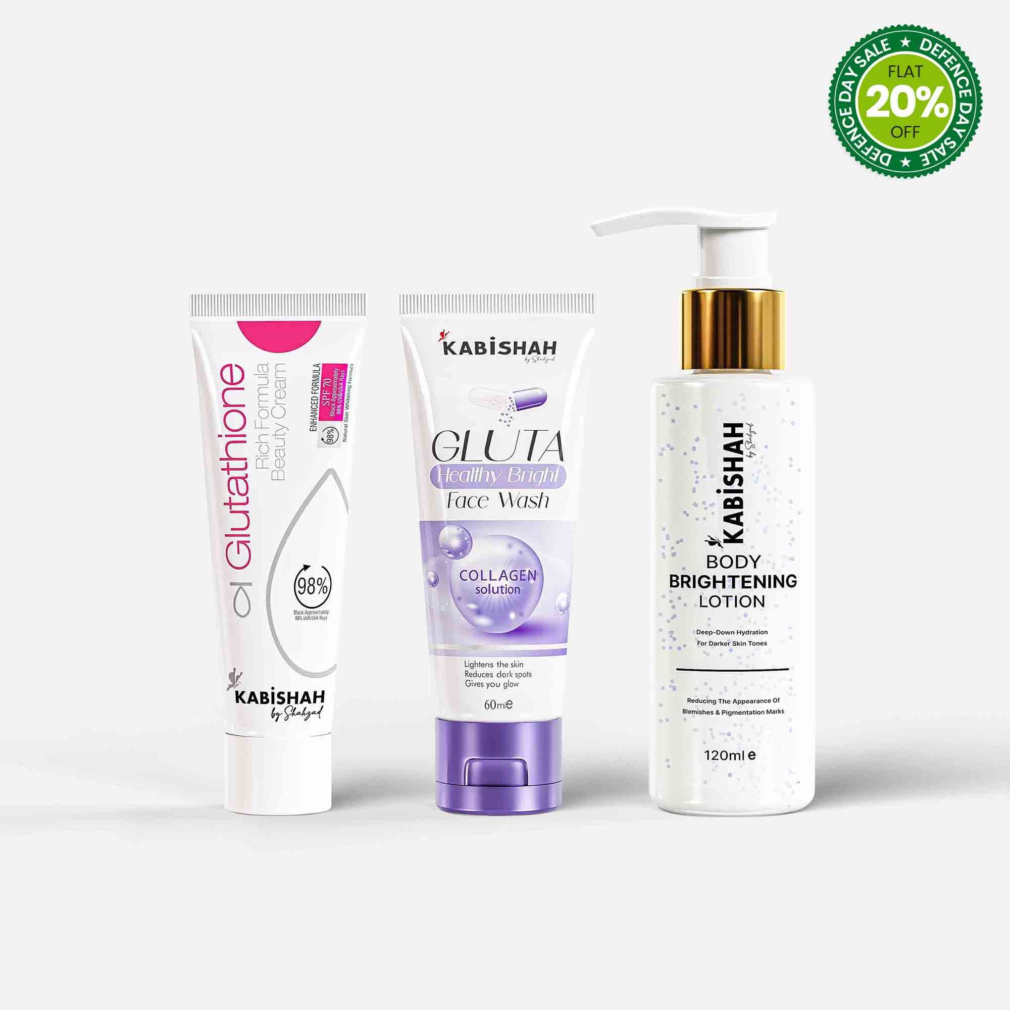 glutathione and clay Whitening Bundle – Skin Brightening & Glow Care Kit – Kabishah Category:Tablets ✨ More than hair Centella Asiatica Extract more radiant complexion and